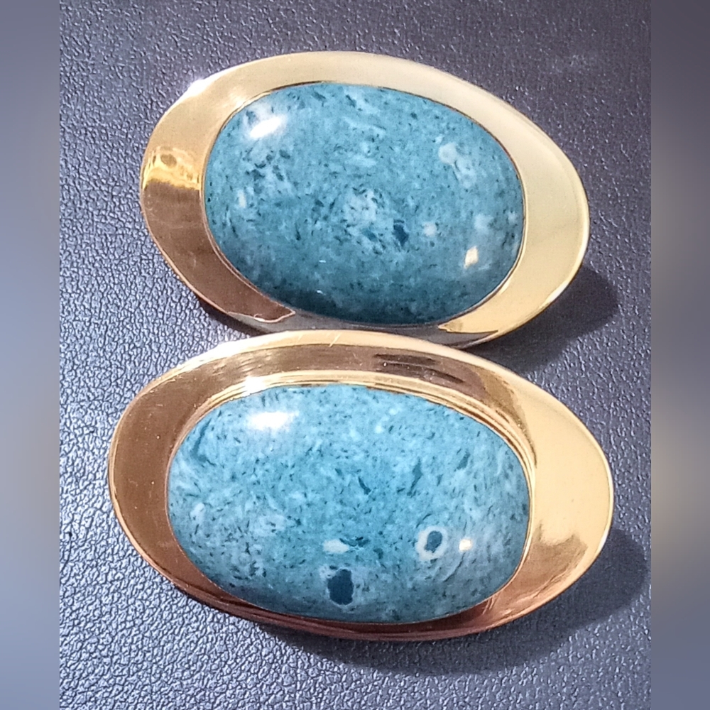 Vintage Sterling Silver & Denim Lapis Clip Earrings